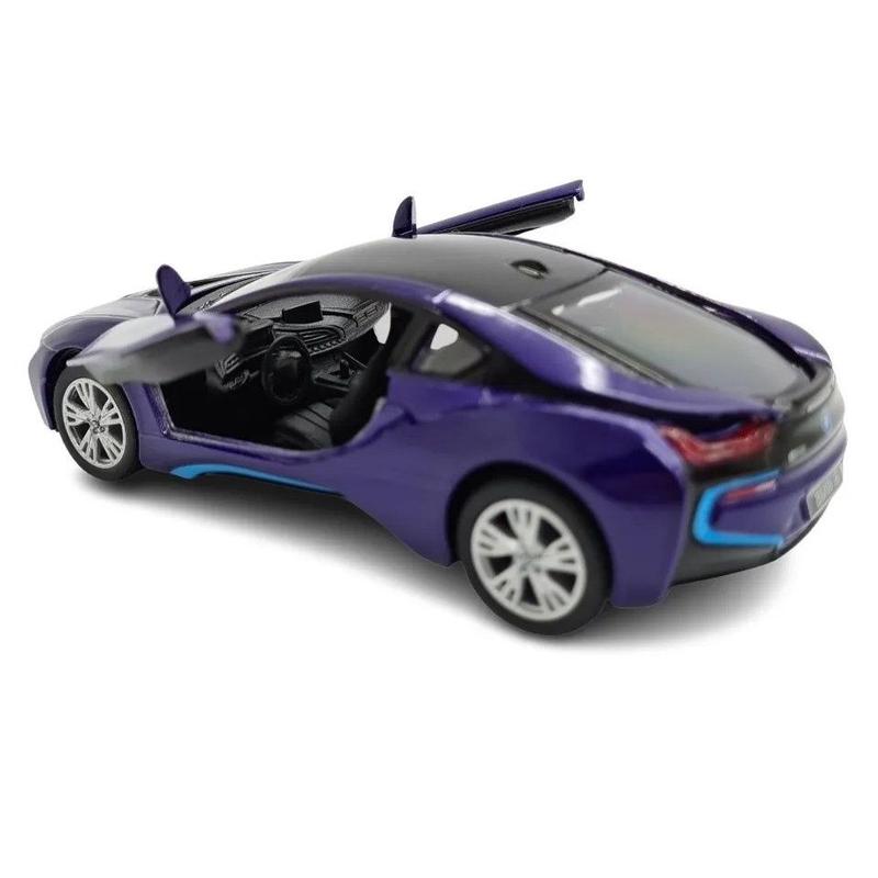 Miniatura BMW I8 Kinsmart 1/36 Metal e Fricção Azul Roxo